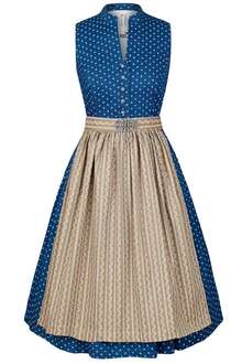 Waschdirndl hochgeschlossen blau verschiedene Broschenschrzen whlbar