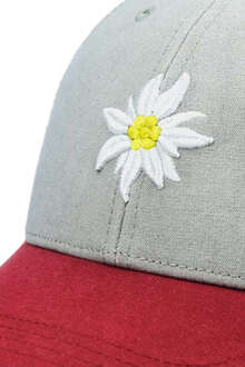 Curved Cap mit Edelweiss hellgrau rot