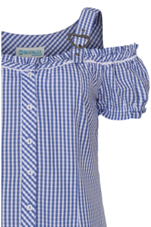 Trachten Carmenbluse kariert blau
