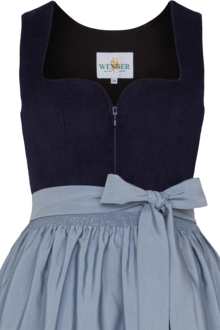 Dirndl lang Cord mit Herzausschnitt marine