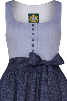 Dirndl lang gestreift mit floraler Schrze blau