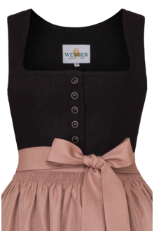 Leinendirndl lang schwarz rose