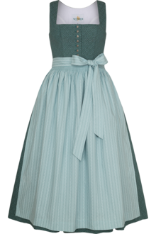 Dirndl lang aus Baumwolle mit eckigem Ausschnitt salbei/mint