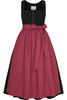 Dirndl lang aus Baumwolle mit eckigem Ausschnitt schwarz/altrosa