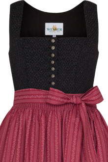 Dirndl lang aus Baumwolle mit eckigem Ausschnitt schwarz/altrosa
