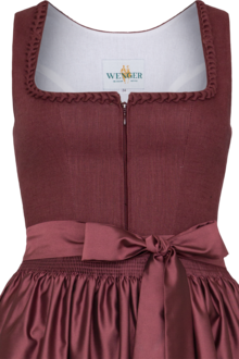 Dirndl lang aus Leinen-Baumwoll-Mix weinrot