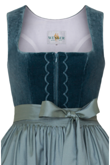 Samtdirndl lang petrol