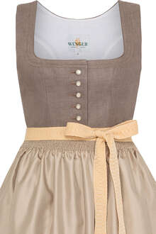 Midi-Dirndl mit Leinenoberteil grau gelb