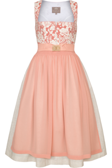 Midi-Dirndl mit Blumenmuster und Metallschliee apricot