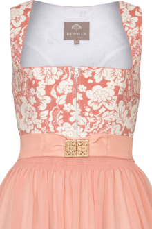 Midi-Dirndl mit Blumenmuster und Metallschliee apricot