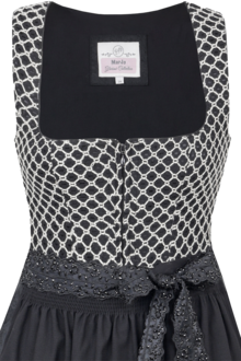 Midi-Dirndl mit eckigem Ausschnitt und Hkelspitze schwarz