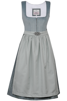 Midi-Samtdirndl mit Broschenschrze silbergrau