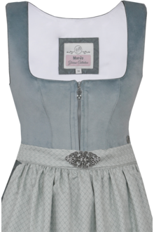 Midi-Samtdirndl mit Broschenschrze silbergrau