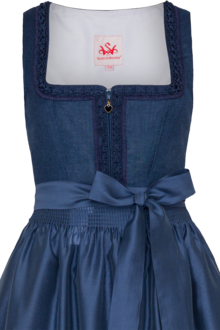 Midi-Dirndl gerader Ausschnitt mit Reiverschluss blau
