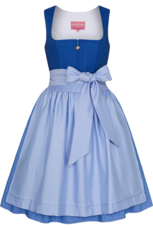 Mini-Dirndl mit Leinen und Herzausschnitt blau