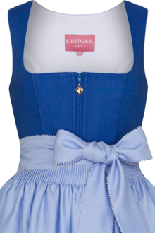 Mini-Dirndl mit Leinen und Herzausschnitt blau