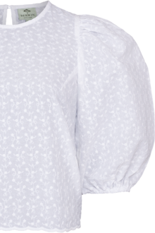 Damen Trachten-Bluse kurz mit Puffrmeln wei