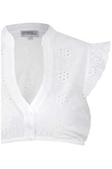 Dirndlbluse mit Flgelarm und Lochmuster offwhite
