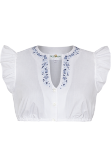 Dirndlbluse Flgelarm mit Stickerei wei/blau