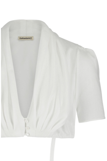 Dirndlbluse mit Schalkragen reinwei