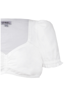 Dirndlbluse mit regulierbaren Zugband Kurzarm wei