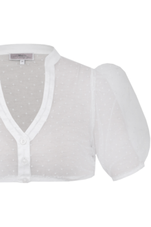 Dirndlbluse transparent mit Punkte offwhite