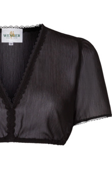 Dirndlbluse mit Kurzarm und Spitzenborte schwarz