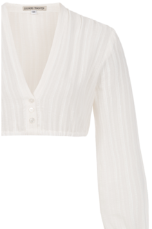 Baumwoll-Dirndlbluse weit geschnittener rmel stripped cotton white