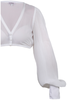Dirndlbluse mit langen Plissee-rmel wei