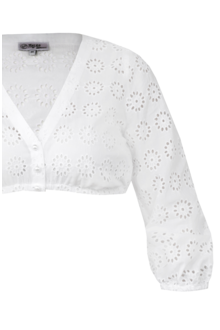 Dirndlbluse Lochstickerei mit 3/4-Arm offwhite