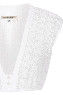 Dirndlbluse ohne Arm mit Spitzenmuster white