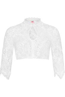 Dirndlbluse Lochausschnitt mit 3/4-Arm und transparenter Spitze creme