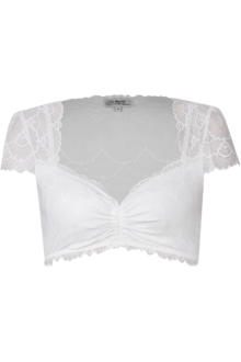 Dirndlbluse mit Flgelarm und Spitze vollelastisch offwhite