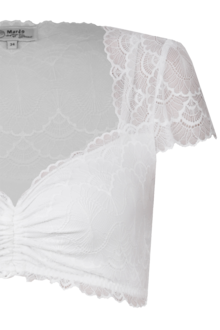 Dirndlbluse mit Flgelarm und Spitze vollelastisch offwhite