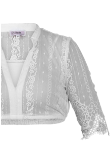 Dirndl-Bluse mit Stehkragen aus Spitze transparent wei