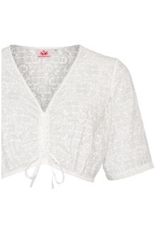 Dirndlbluse Spitze mit V-Ausschnitt und halblangen rmeln offwhite