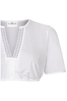 Dirndlbluse mit halblangen rmeln und V-Ausschnitt wei