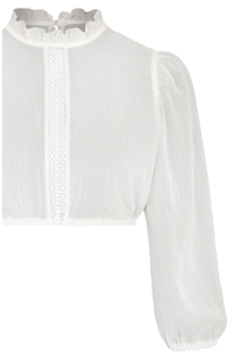 Dirndlbluse mit hochgeschlossenem Ausschnitt und 3/4-rmeln creme