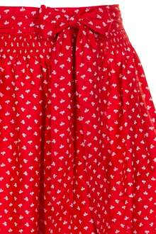 Lange Dirndlschrze mit Blumenmuster 95 cm rot