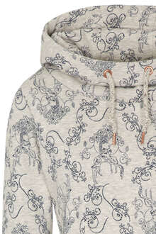 Damen Kapuzen-Sweat-Shirt mit Hirschmuster naturweiß-greige