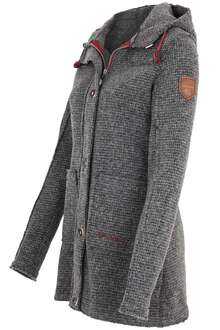 Damen Trachten-Jacke lang mit Kapuze grau rot