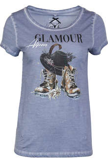 Damen Trachten T-Shirt 'Glamour Alpen' dusty blue