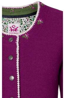 Damen Trachten Strickjacke Beere-Natur-Gras