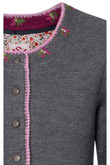 Damen Trachten Strickjacke Grau-Rosa-Beere