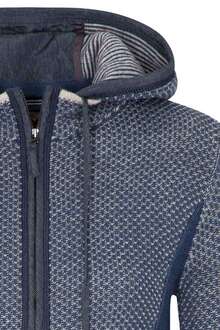 Damen Trachtenstrickjacke mit Reiverschluss und Kapuze jeansblau