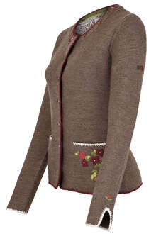 Damen Trachten Strickjacke Nuss-Weinrot-Farn