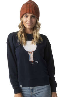 Damen Pullover Schneeballschlacht mit Pippi dunkelblau