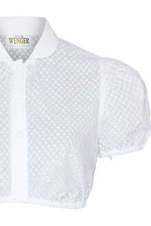Dirndl-Bluse mit Lochmuster und Kragen weiss