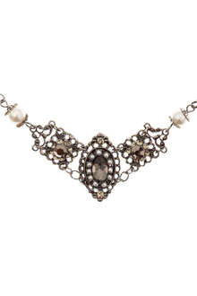 Halskette mit Perlen und Schmucksteinen silber oxyd