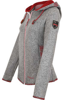 Damen Trachten-Jacke mit Kapuze grau rot
